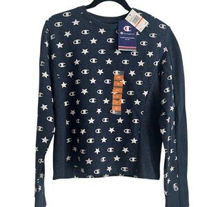 NWT Champion Women's Crewneck Sweatshirt Size Medium July 4th Top Navy White